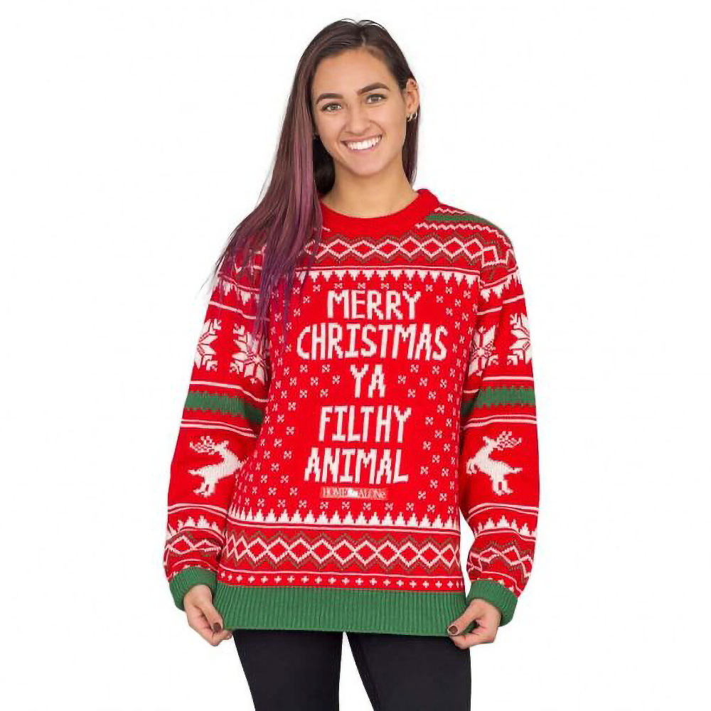 Merry Christmas Ya Filthy Animal Snowflake And Reindeer Sweater