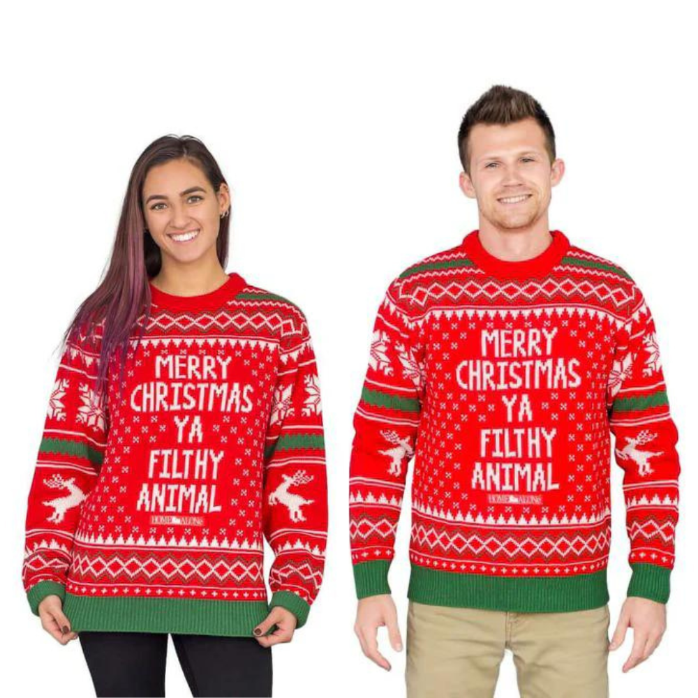 Couple - Merry Christmas Ya Filthy Animal Snowflake And Reindeer Sweater