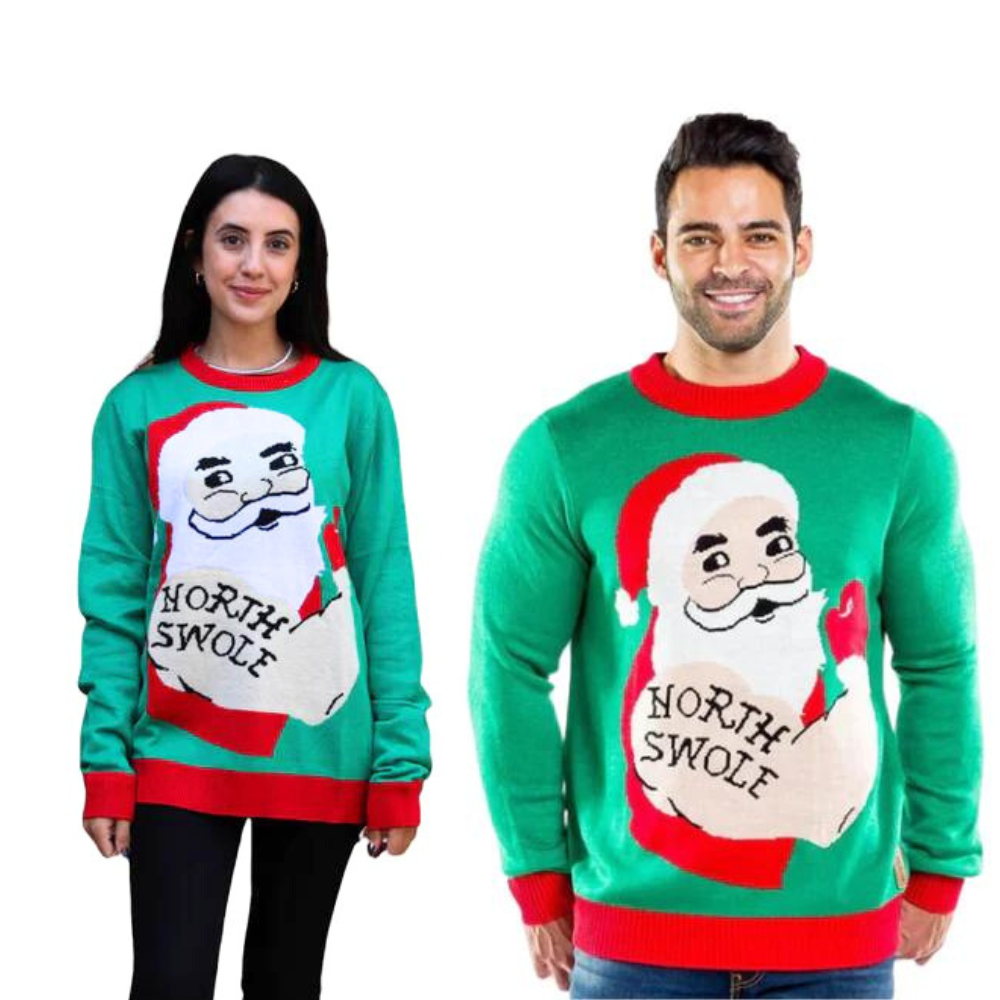 Couple - Bulky Santa North Swole Christmas Sweater